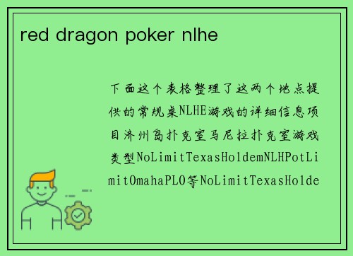 red dragon poker nlhe